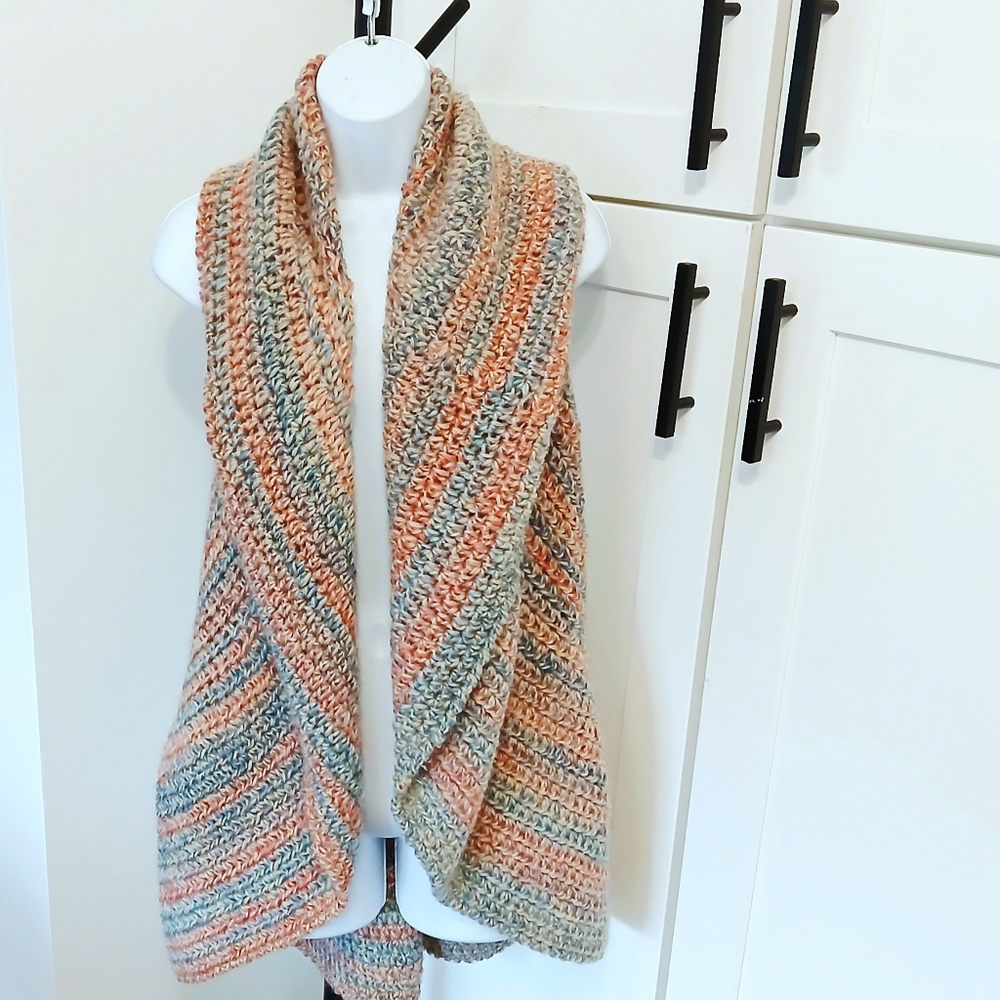 Handmade Knit Shrug Sleeveless  Cardigan Sweater Vest Wrap Poncho OS